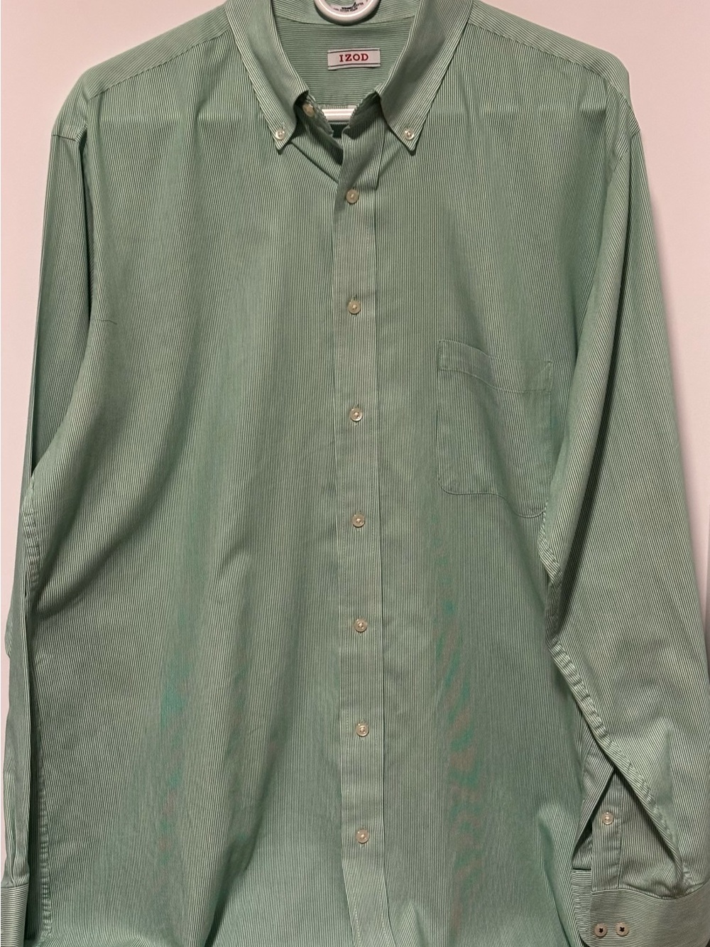 Izod Mint Green Button-Down Long Sleeve Shirt sleeves 35/36- Tall